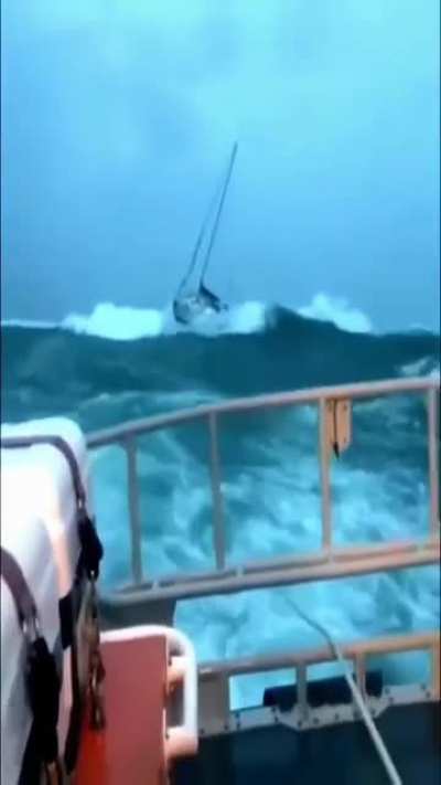 Being towed in a storm
