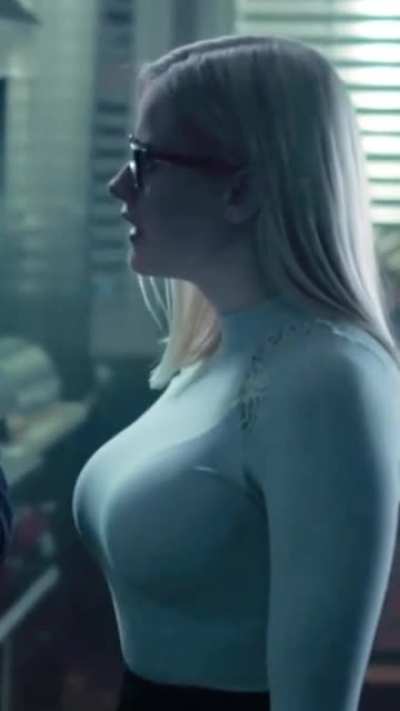Olivia Taylor Dudley stretching a shirt to its limits