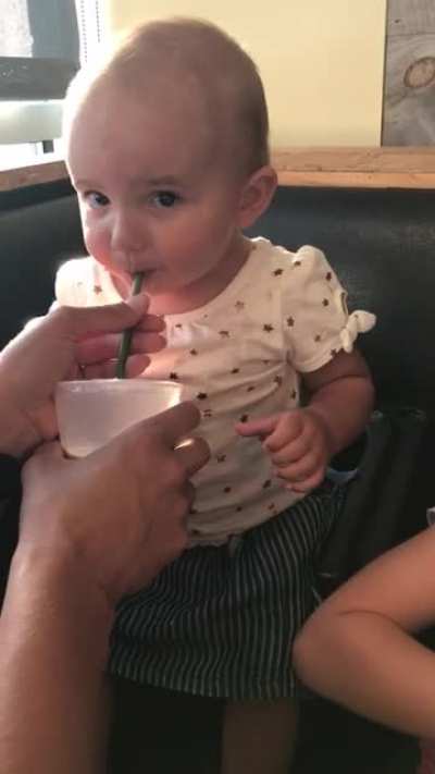 1 year old tries chocolate milk for the first time