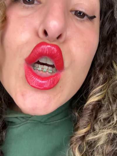 My red lips will be your downfall, be a good boy and let me kiss you