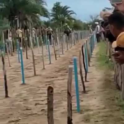 To cross infront of the racers