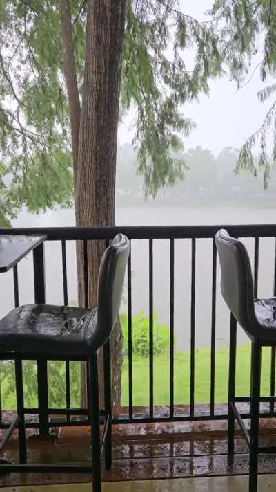 Rain on a restaurant patio