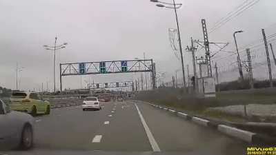 Exiting the freeway while racing