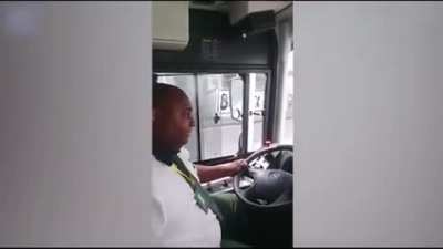 Bus driver taking a selfie on his first day