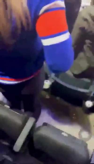 At a hockey game.