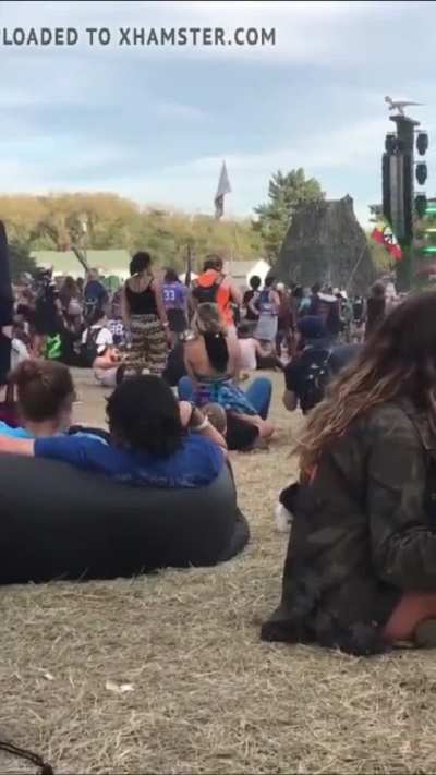 Drunk girl does not care about the crowd