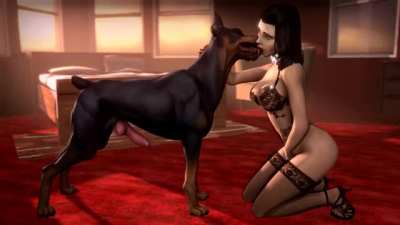 Making out with her doggy friend (NoName55)
