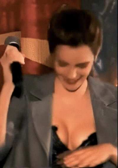 Emma Watson catches you staring at her tits during the interview & she likes it