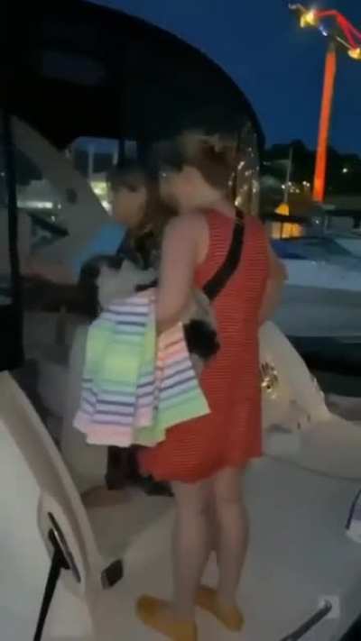 Karen won't stop yelling because they are not leaving 'her' dock