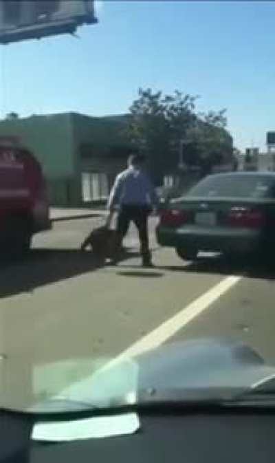 Guy gets rocked during road rage fight and ALMOST DIES