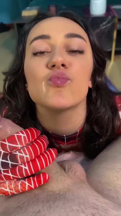 My friends wanking hand is broken so I helped him release all over my face 🥰❤️