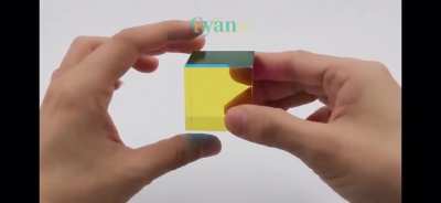 CMY cube is transparent cube that has a different color on each side