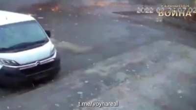 Russian missile landed on a civilian riding a bicycle. (Exact location uknown)