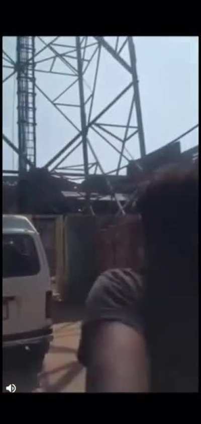 Guy falls off of cell tower