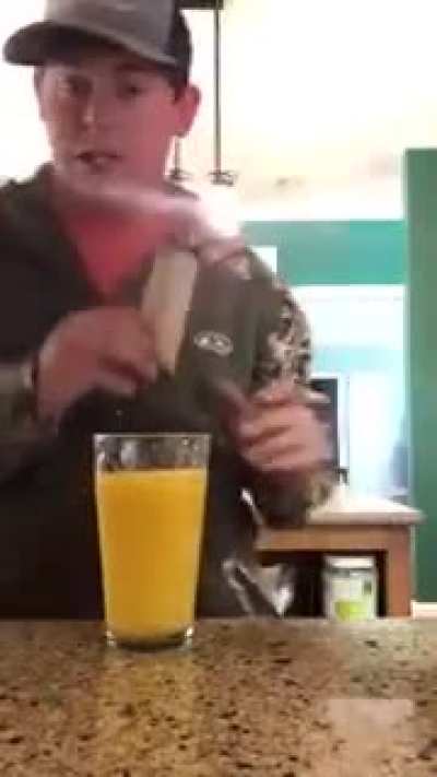 Drinking orange juice