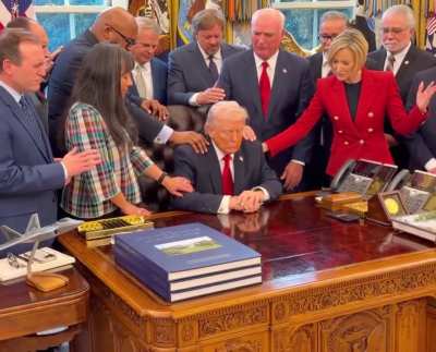 Religious fanatics praying for the Armageddon