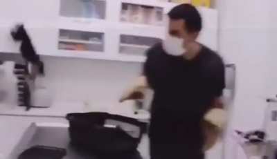 Cat doing parkor at the vet
