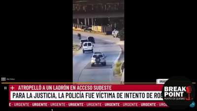 La fiscalia de Quilmes concluyo que la policia que atropello a un ladron en el acceso sudeste (Bernal) fue victima de un robo y actuo en legitima defensa. 
