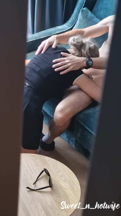 First day of vacation. Husband was preparing upstairs for a hot threesome while I was supposed to do the downstairs. +1bf arrived and I simply couldn't keep my 