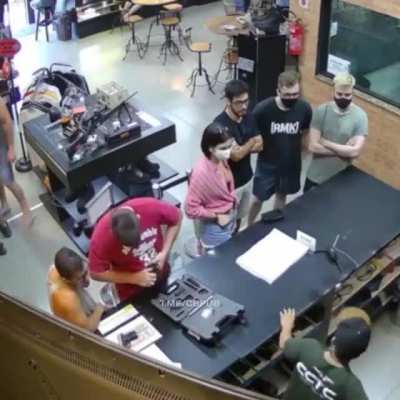 Buying a gun and testing it out in the shop on your buddy