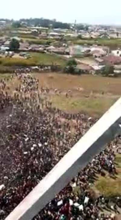 Nigerians in the city of Jos after they discovered a warehouse containing palliatives that were donated for distribution to the poor during the Covid19 lockdown.