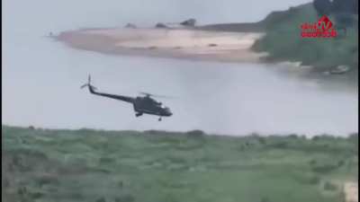 [Myan<wbr>mar/B<wbr>urma] Footage of Kachin Independence Army targeting 2 out of 3 junta Mi-17 helicopters in Bhamo. One of them crashed near Shwegu. 5/20/2025