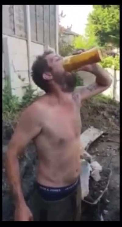 Jimmy the Bastard attempts to down a pint of mustard.