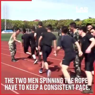 Firemen's amazing jump rope routine