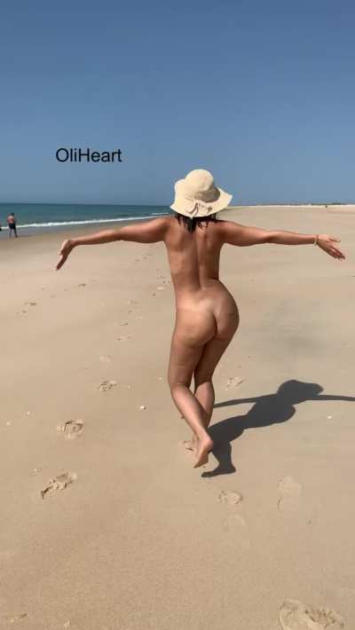 Showing off on the beach