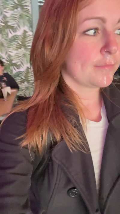 Cumshot for my facial in a busy window