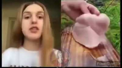 Реакция девушек на разде<wbr>лку курицы.