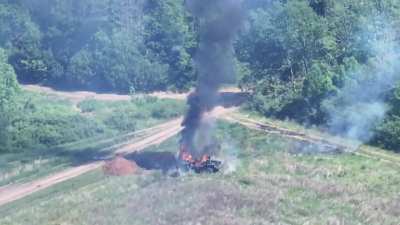 Excavator that was being used to fortify Russian army positions in the direction of Volchansk was destroyed by drone operator from the Russian Freedom Legion (Russians against the Russian government) Published on June 13, 2024