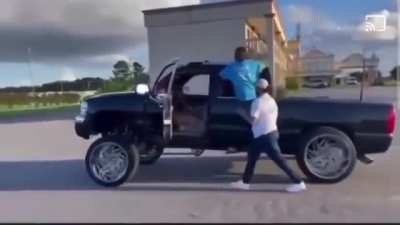 Dancing next to a driverless moving car