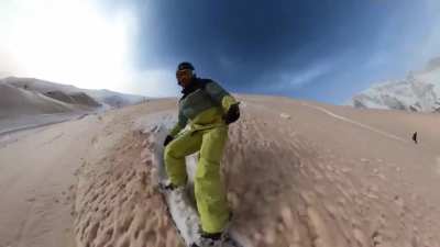 Sahara's sand flew and settled on the snowy French Pyrénées Mountains.