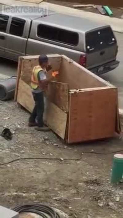 One angry construction worker.
