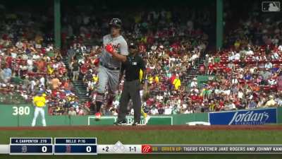 [Highlight] [Highlight] Kerry Carpenter goes oppo over the Green Monster for his 14th homer of the year to give the Tigers a 1-0 lead