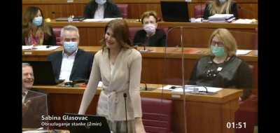 Lapsus saborske zastupnice Glasovac (SDP) kojim se slučajno deklarirala kao članica kluba HDZ-a.
