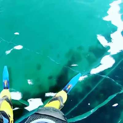 Ice cracking on Russia's Lake Baikal, the world's deepest lake