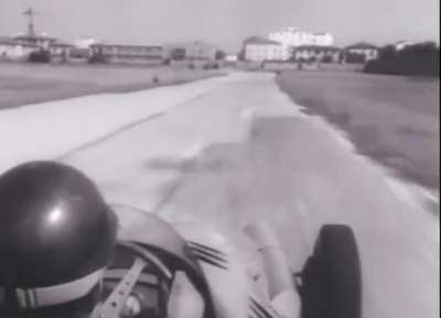 Onboard with Juan Manuel Fangio at Modena Autodrom, Italy 1957.