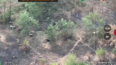 Footage of an Ukrainian assault on Russian position (drone and helmet cam)
