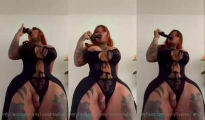 Big Tits Blowjob Dildo Drooling Girl Dick Spit Thick Thighs Trans Trans Woman Porn GIF by gold_n