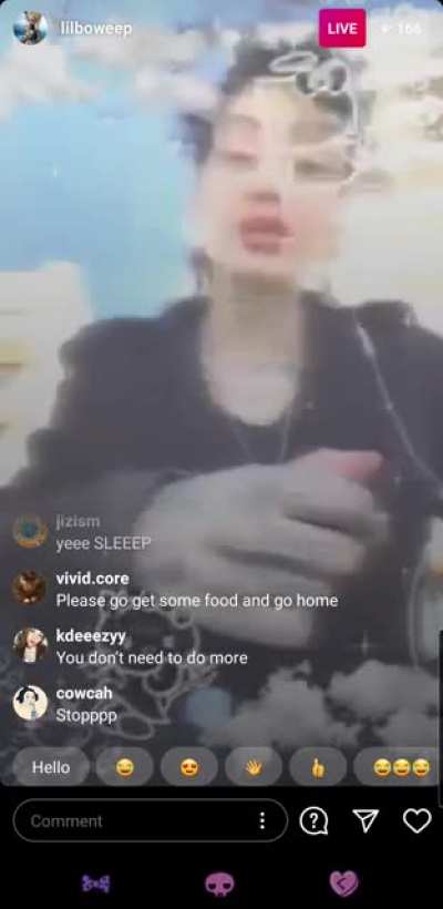 She said she's just sleepy../-: but she was doing whip its & nodding out way too much..just incase you missed the live but send her your best regards