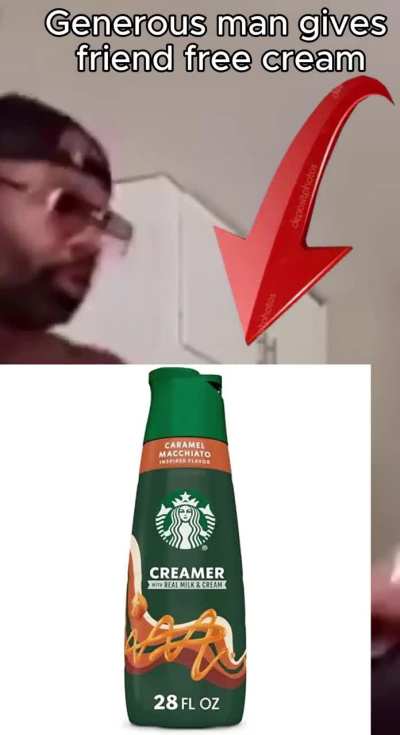 Man gives his friend free cream