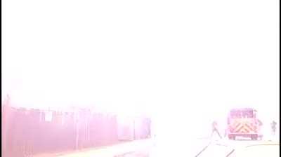 Firefighters attempt to put out a magnesium fire