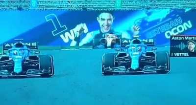 Oddest celebration pose goes to Ocon. He probably thought nobody would ever see it.