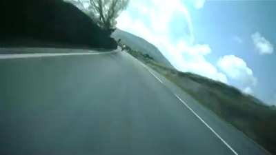 Isle of Mann TT Helmet Cam. I would have died on the first turn.