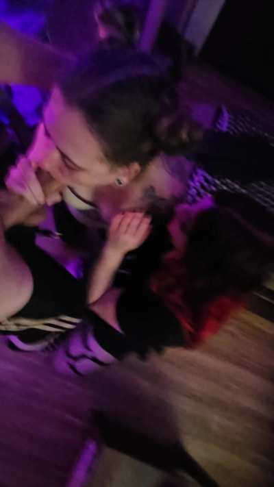 Good girls take turns gagging on cock