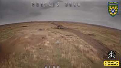 Russian soldiers try to hide next to their abandoned vehicles, but are attacked by Ukrainian FPV drones