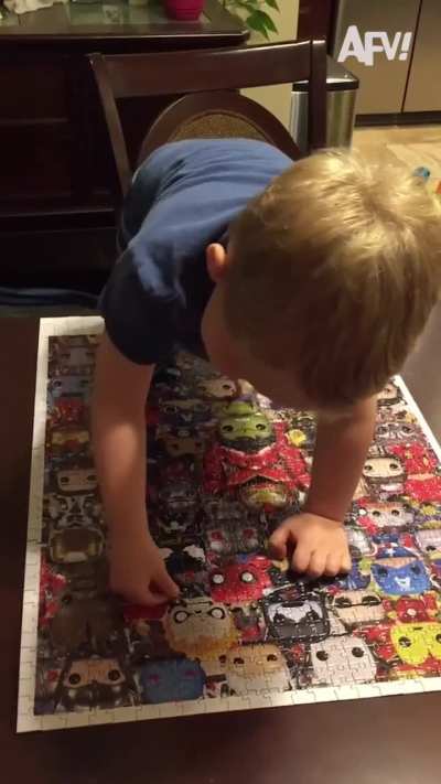 Yay! He finished the puzzle!
