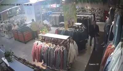 In China the floor of a shop suddenly collapsed, but incredibly the lady that fell into it survived